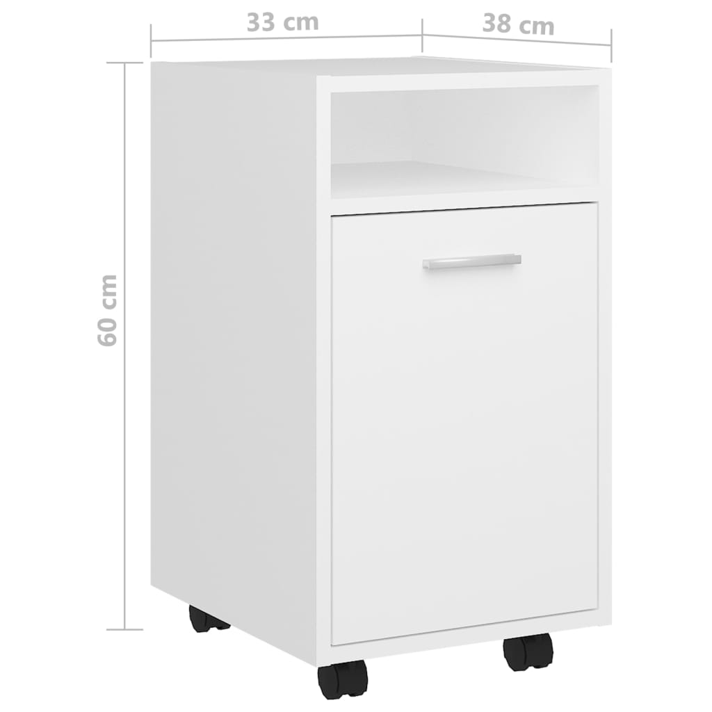 Armoire latérale avec roues Blanc 33x38x60 cm Bois d’ingénierie - XIOS