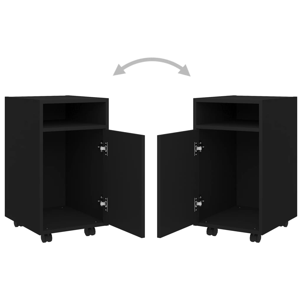 Armoire latérale avec roues Noir 33x38x60 cm Bois d’ingénierie - XIOS