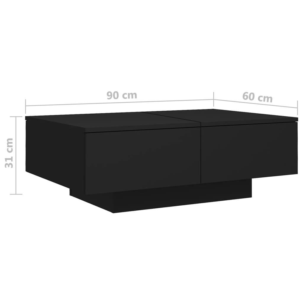 Table basse Noir 90x60x31 cm Bois d’ingénierie - XIOS