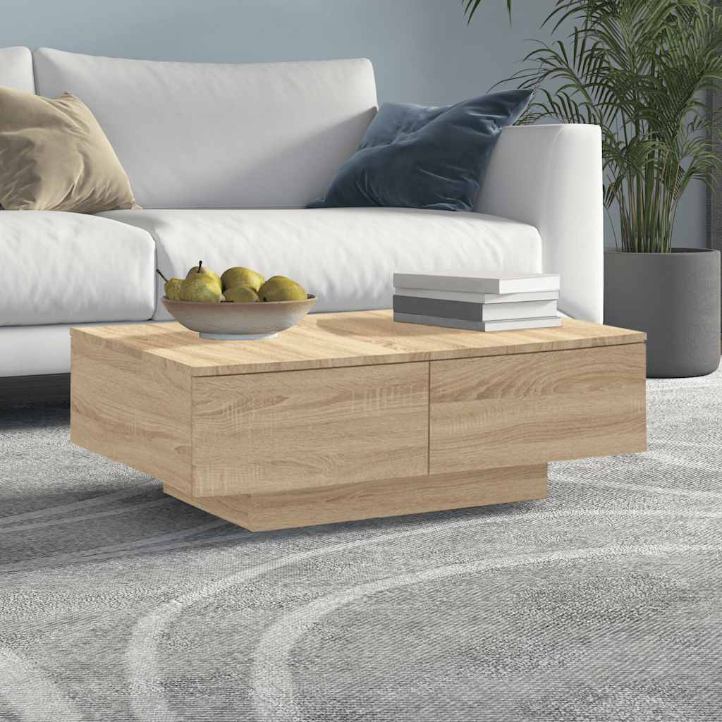 Table basse chêne sonoma 90x60x31 cm bois d'ingénierie - XIOS