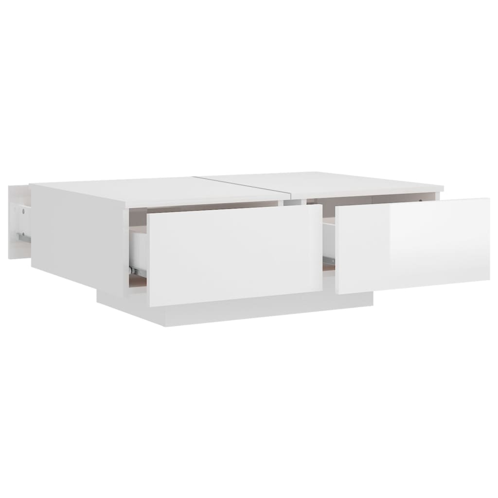Table basse Blanc brillant 90x60x31 cm Bois d'ingénierie - XIOS