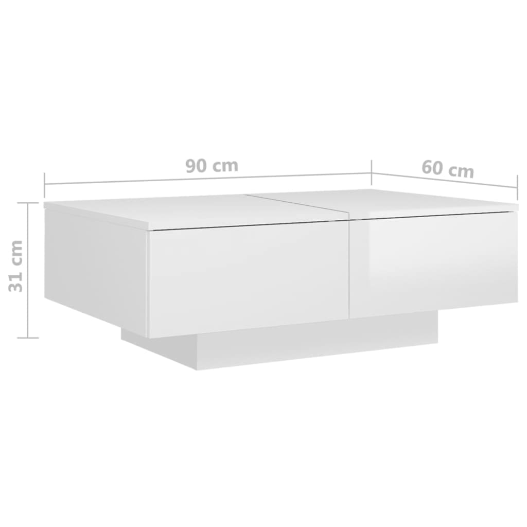 Table basse Blanc brillant 90x60x31 cm Bois d'ingénierie - XIOS