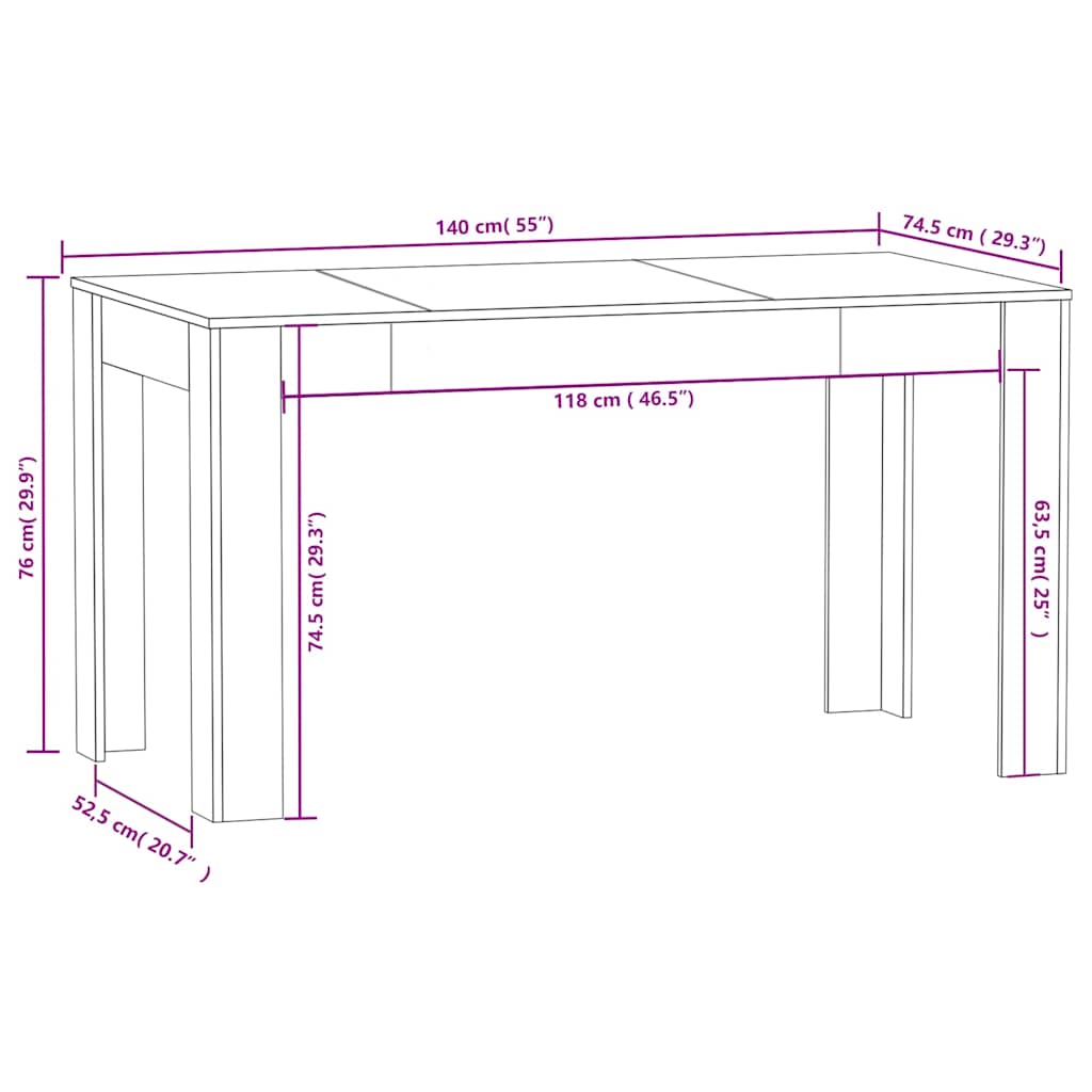 Table à manger Chêne sonoma 140x74,5x76 cm Bois d'ingénierie - XIOS