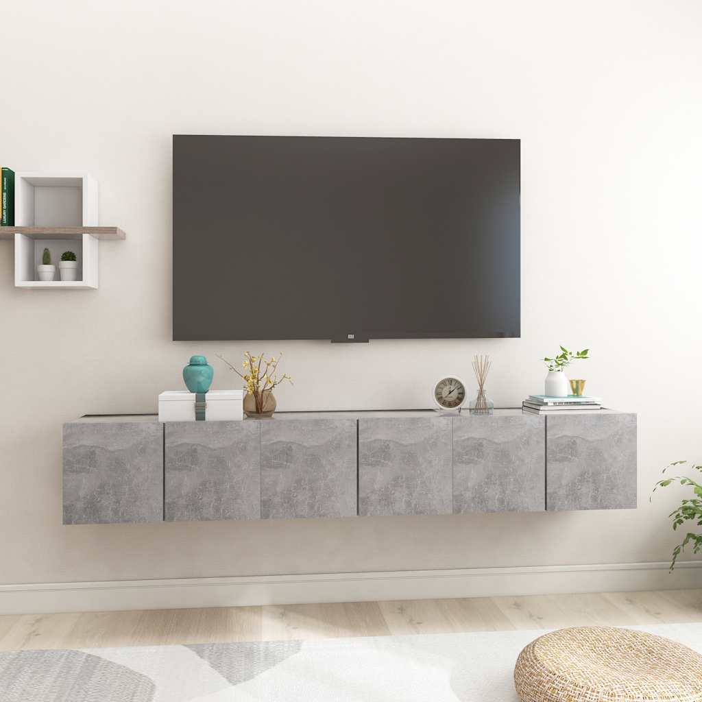 Meubles TV suspendus 3 pcs Gris béton 60x30x30 cm - XIOS