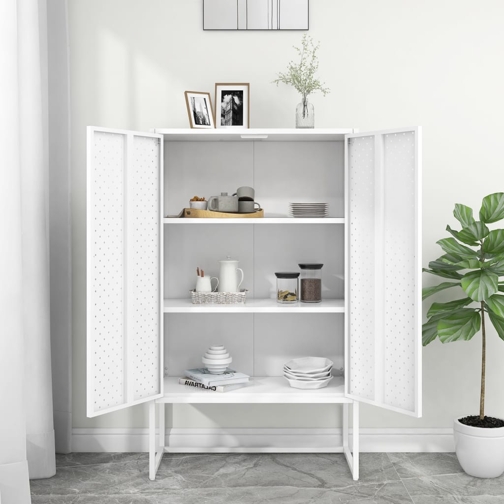 Buffet haut Blanc 80x35x135 cm Acier - XIOS