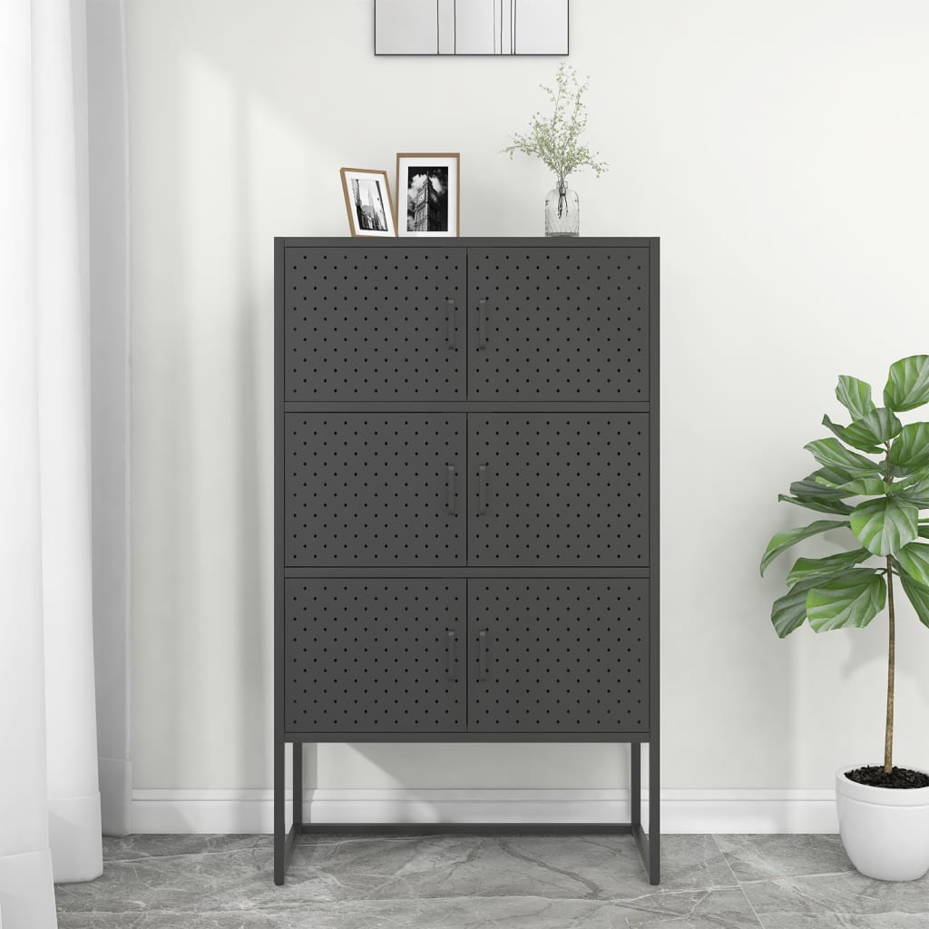 Buffet haut Anthracite 80x35x135 cm Acier - XIOS