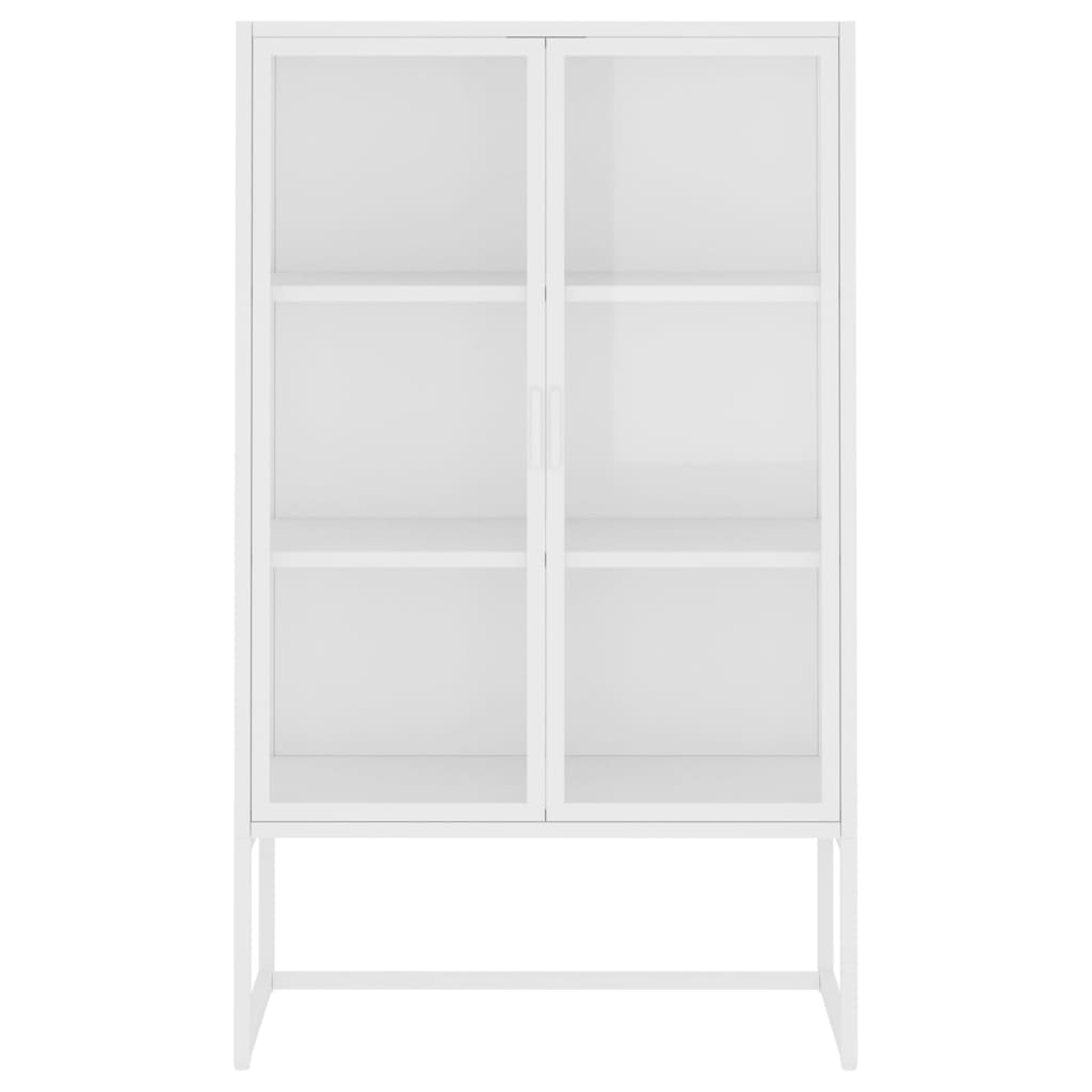 Buffet haut Blanc 80x35x135 cm Acier et verre trempé
