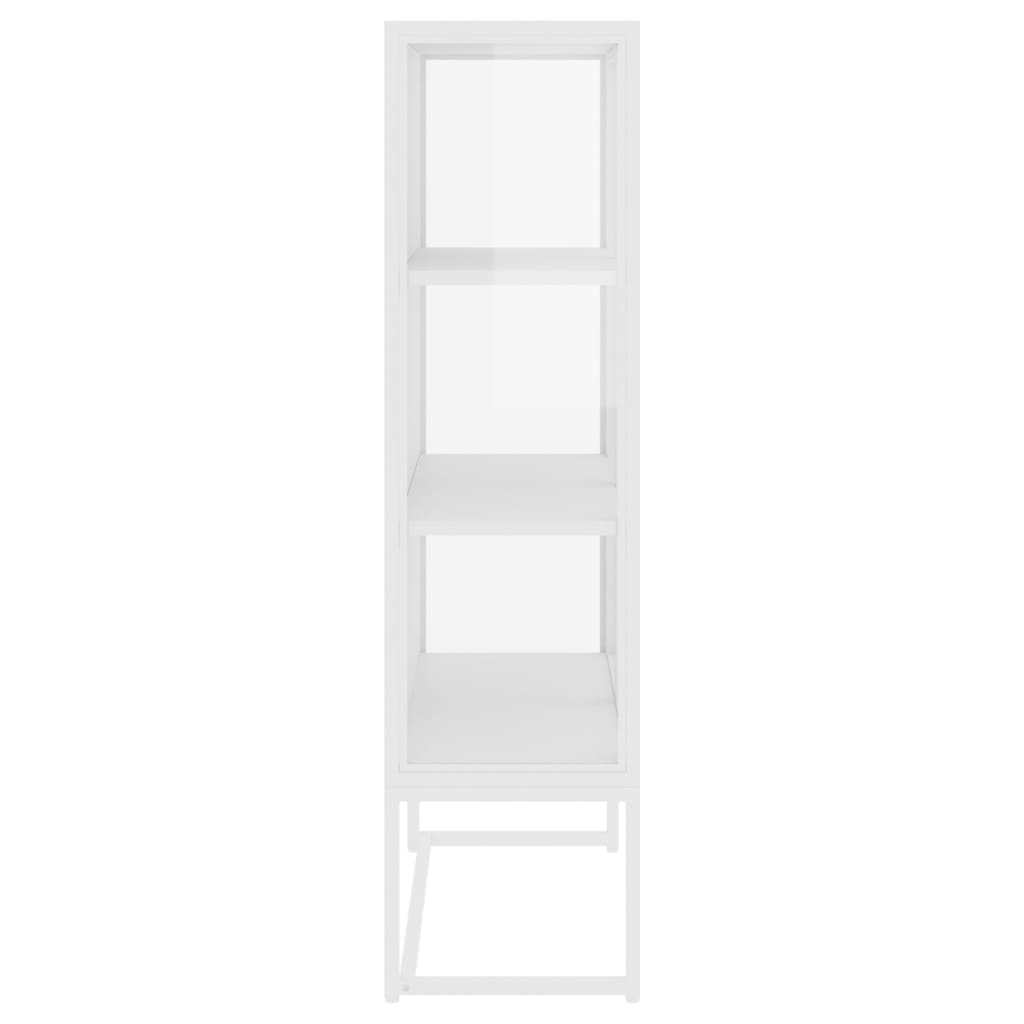 Buffet haut Blanc 80x35x135 cm Acier et verre trempé