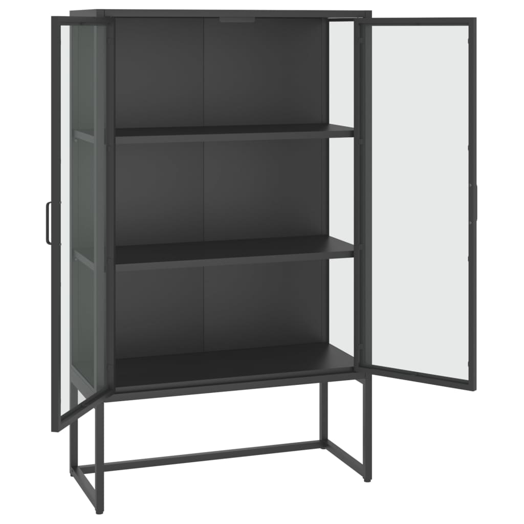 Buffet haut Anthracite 80x35x135 cm Acier et verre trempé - XIOS