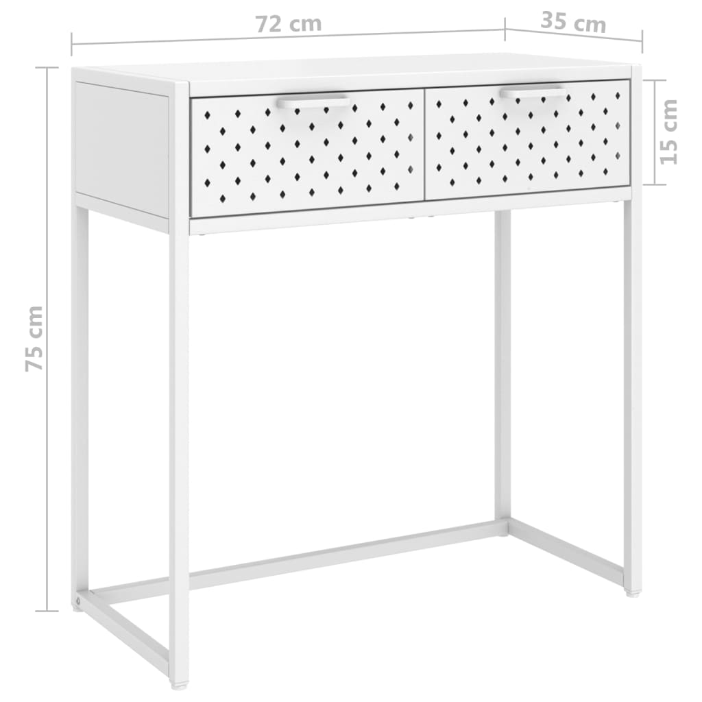 Table console Blanc 72x35x75 cm Acier