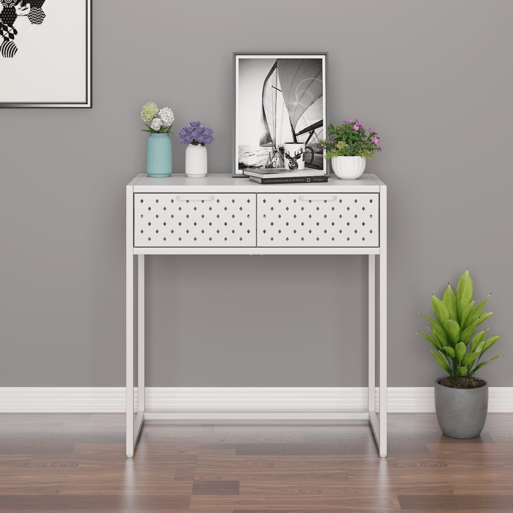 Table console Blanc 72x35x75 cm Acier