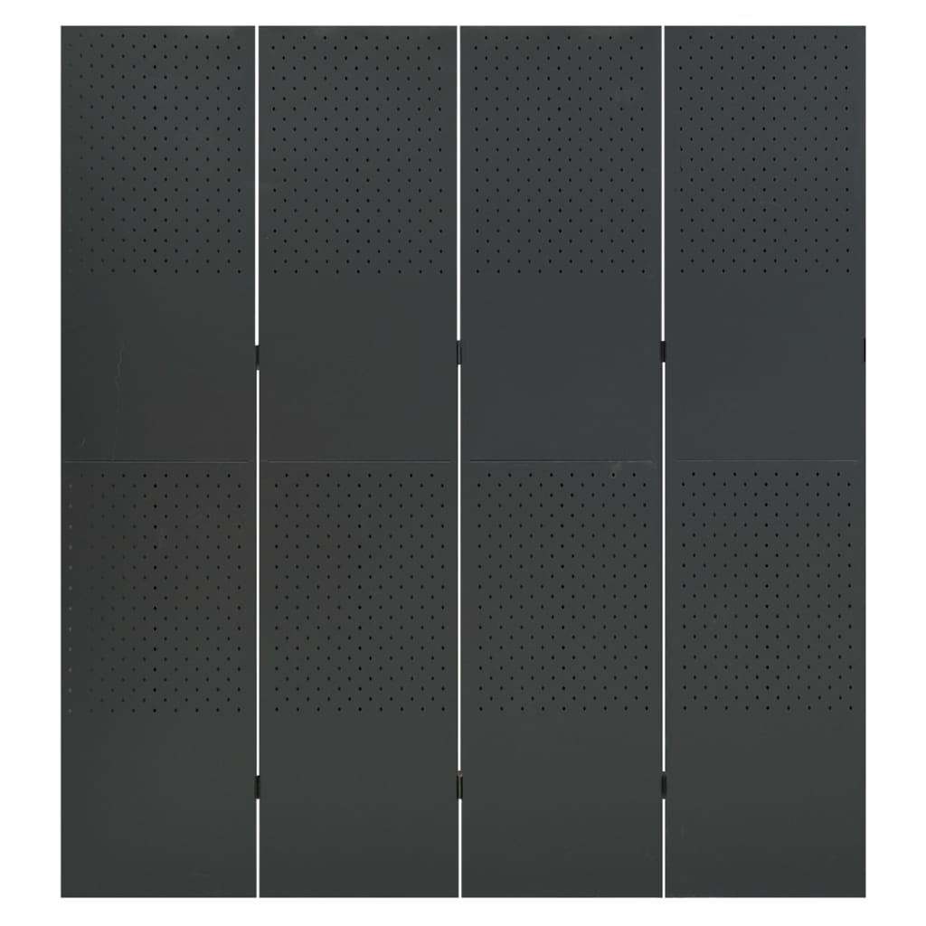 Cloison de séparation 4 panneaux Anthracite 160x180 cm Acier