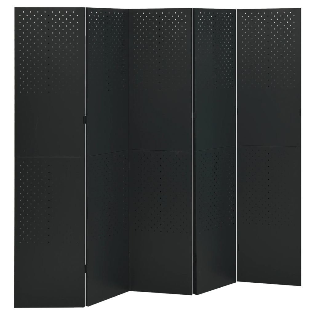 Cloison de séparation 5 panneaux Noir 200x180 cm Acier - XIOS