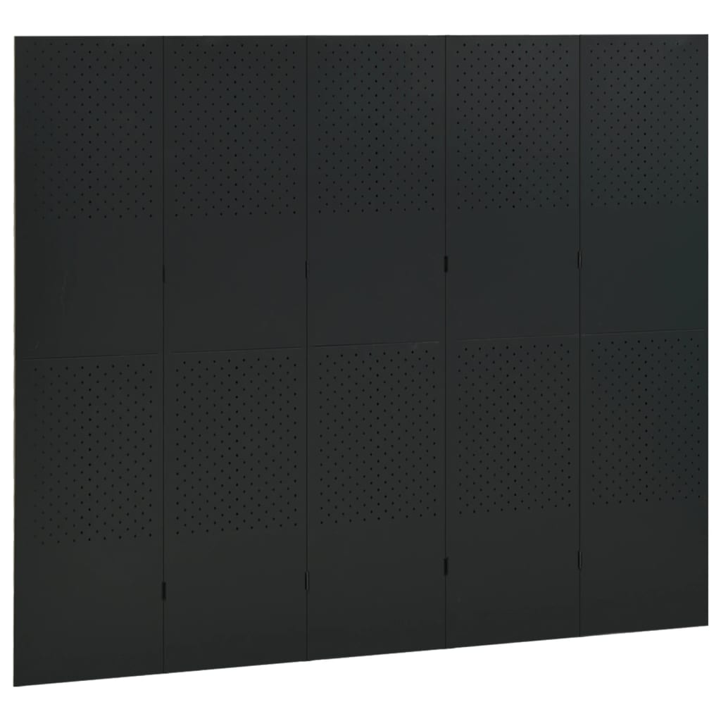 Cloison de séparation 5 panneaux Noir 200x180 cm Acier - XIOS