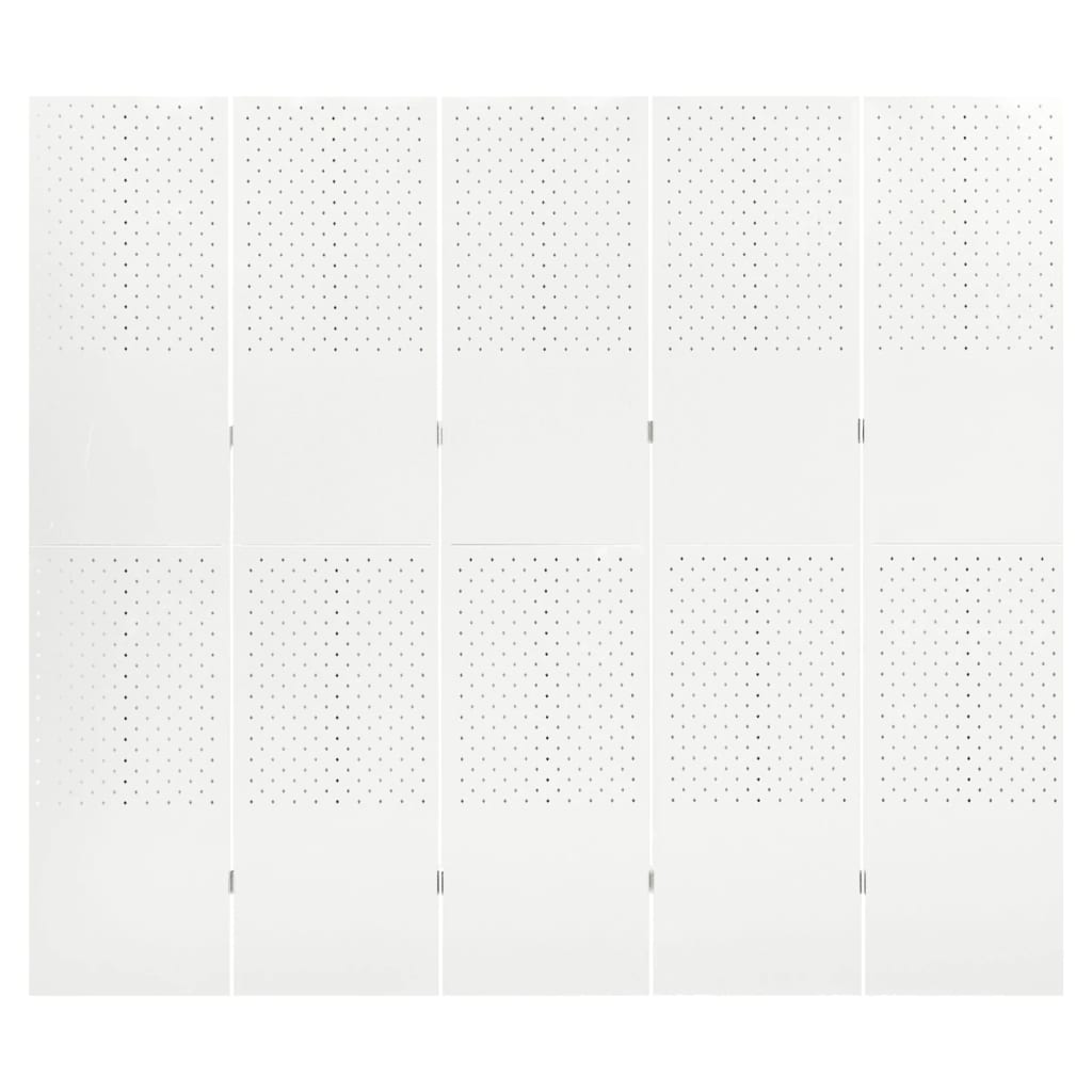 Cloison de séparation 5 panneaux Blanc 200x180 cm Acier