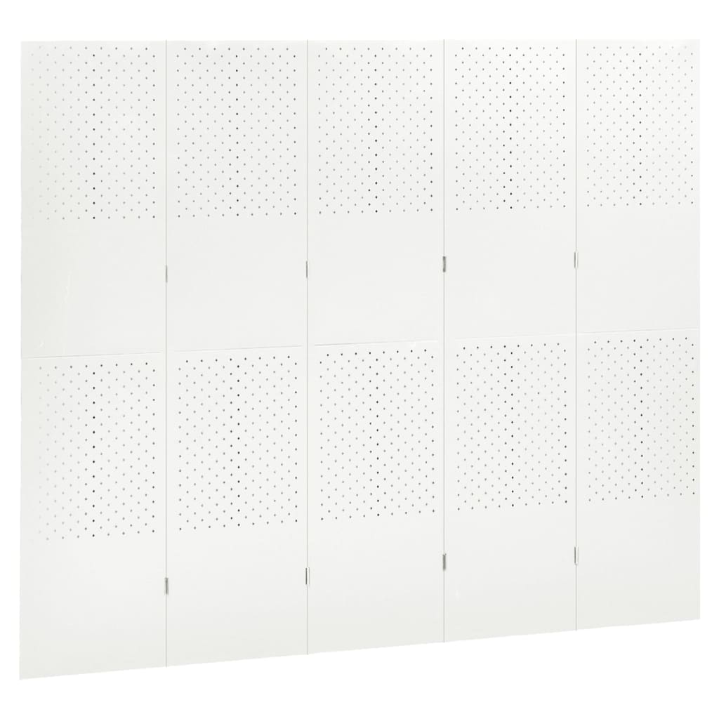 Cloison de séparation 5 panneaux Blanc 200x180 cm Acier