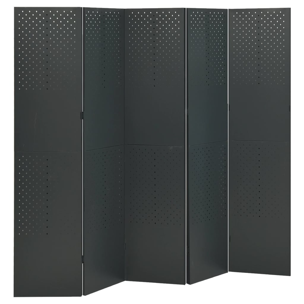 Cloison de séparation 5 panneaux Anthracite 200x180 cm Acier - XIOS