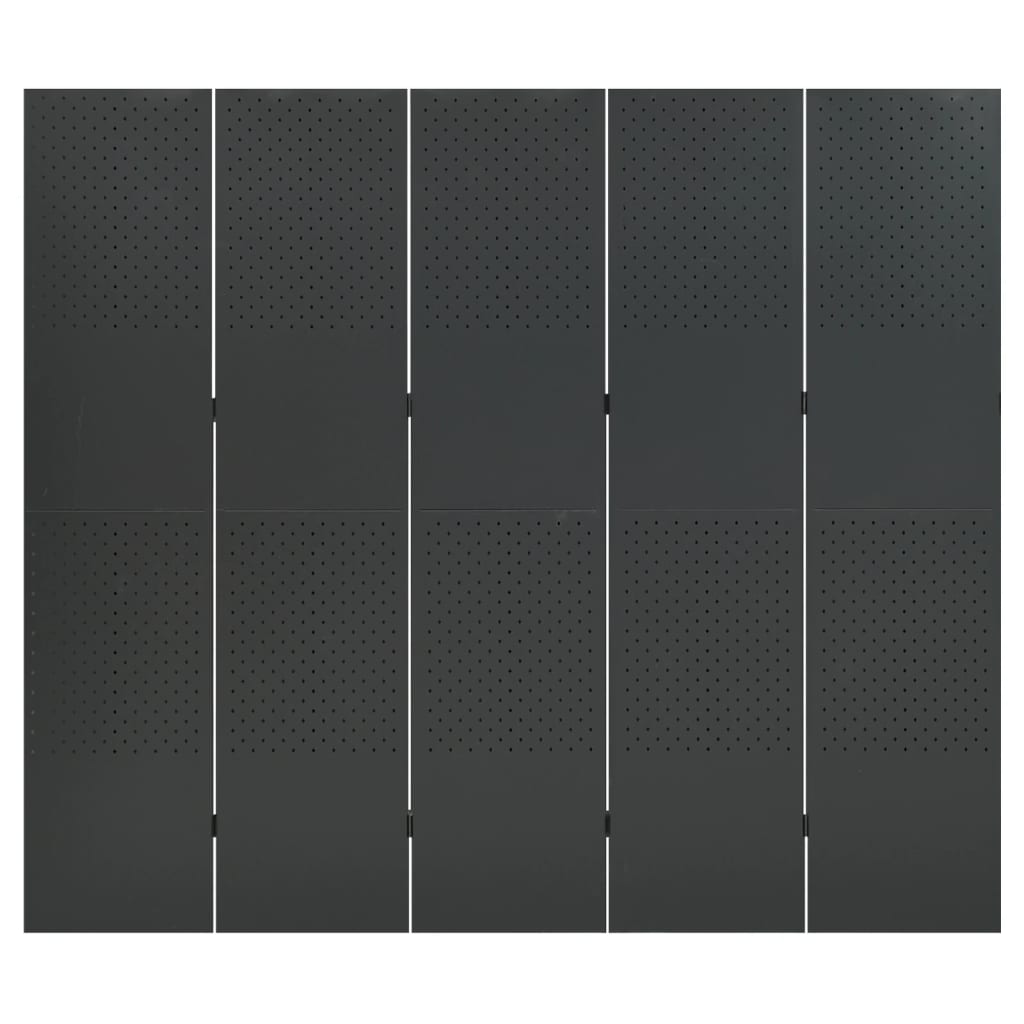 Cloison de séparation 5 panneaux Anthracite 200x180 cm Acier - XIOS