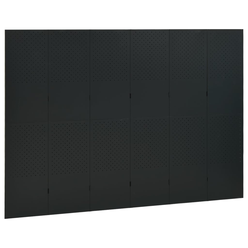 Cloison de séparation 6 panneaux Noir 240x180 cm Acier - XIOS