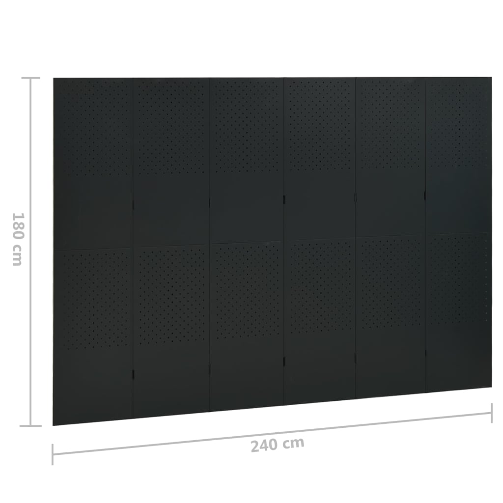 Cloison de séparation 6 panneaux Noir 240x180 cm Acier - XIOS