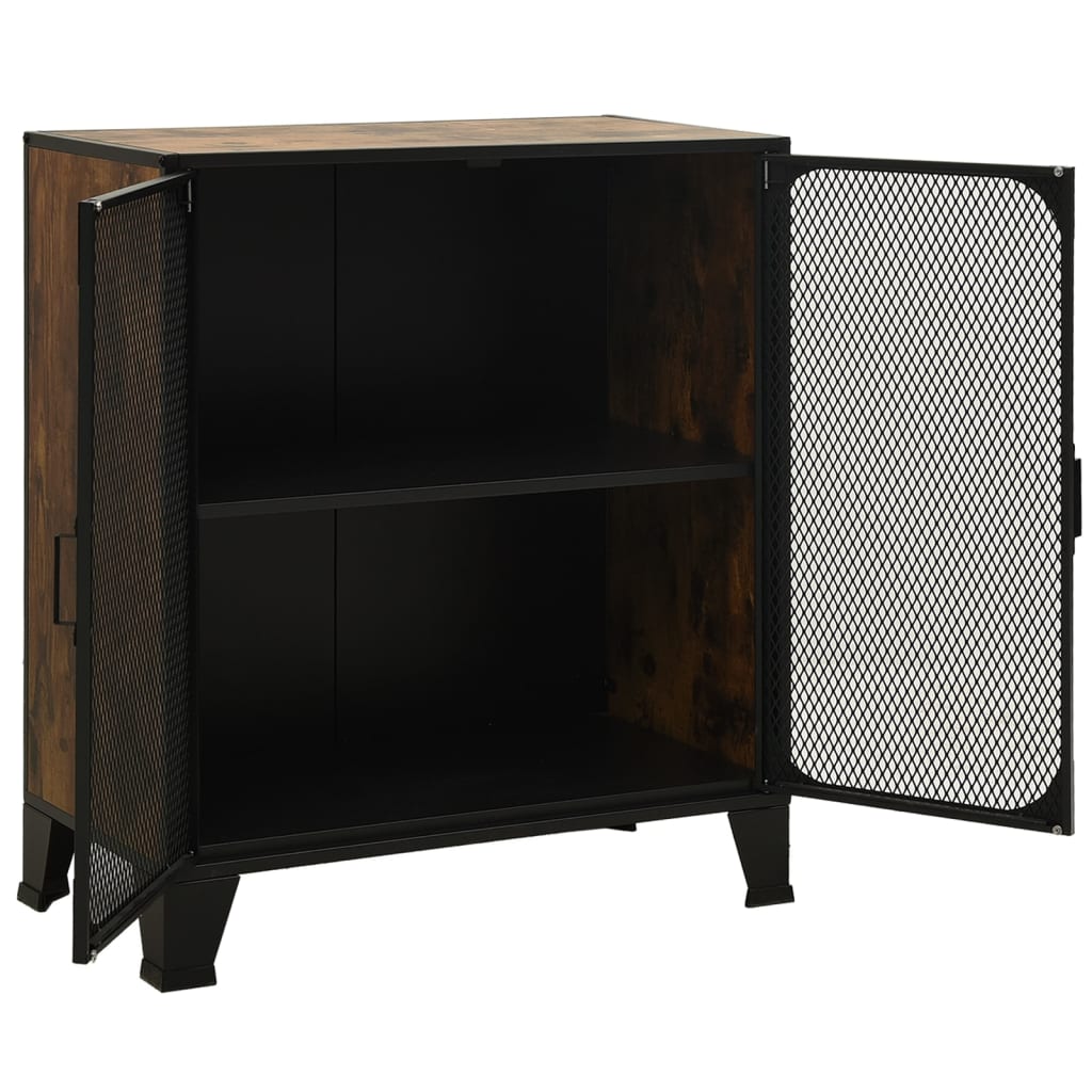 Armoire de rangement Marron rustique 72x36x82 cm Métal et MDF - XIOS