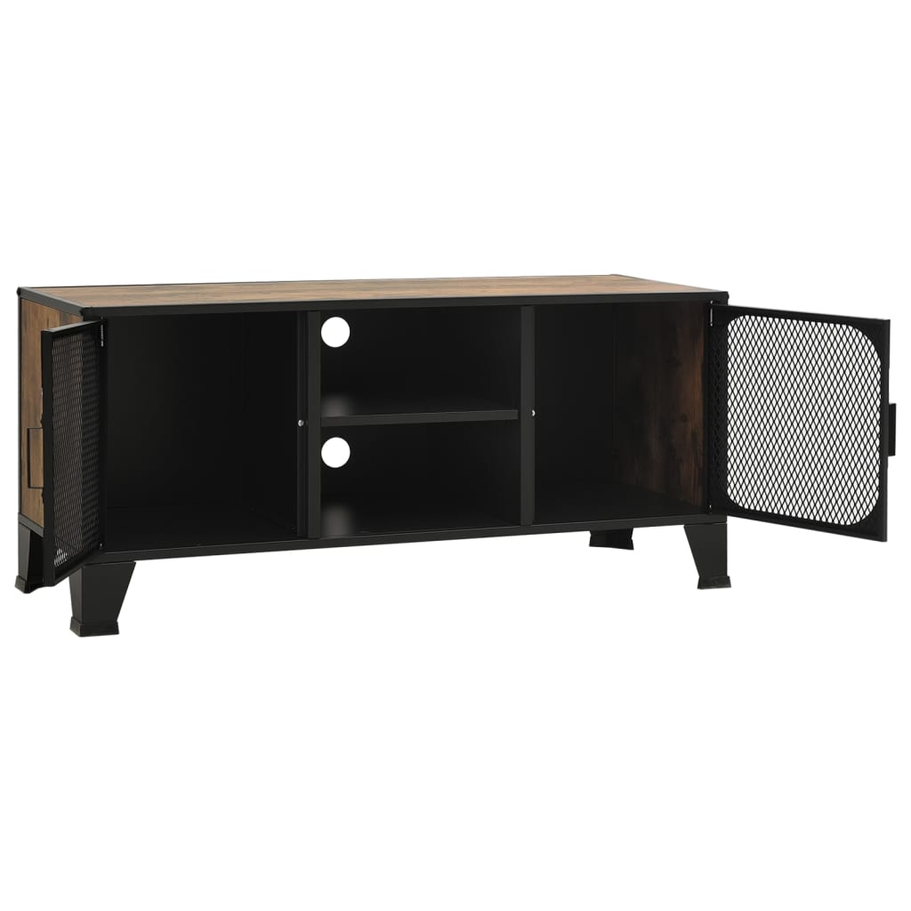 Meuble TV Marron rustique 105x36x47 cm Métal et MDF - XIOS
