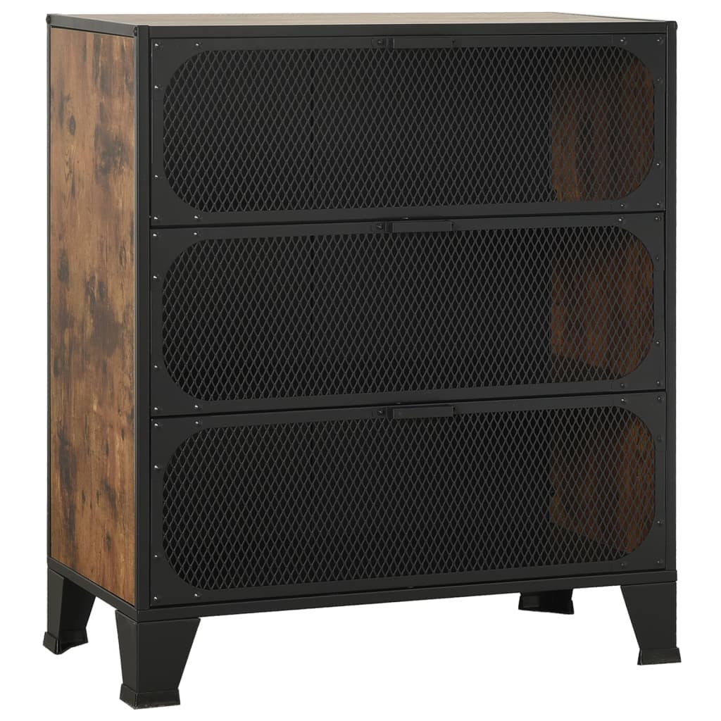 Armoire de rangement Marron rustique 72x36x82 cm Métal et MDF - XIOS