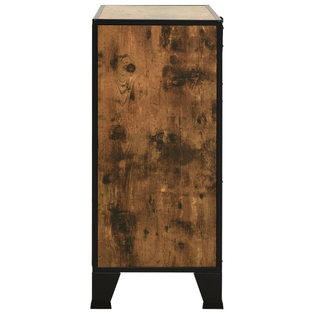 Armoire de rangement Marron rustique 72x36x82 cm Métal et MDF - XIOS