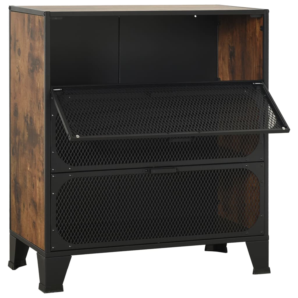 Armoire de rangement Marron rustique 72x36x82 cm Métal et MDF - XIOS