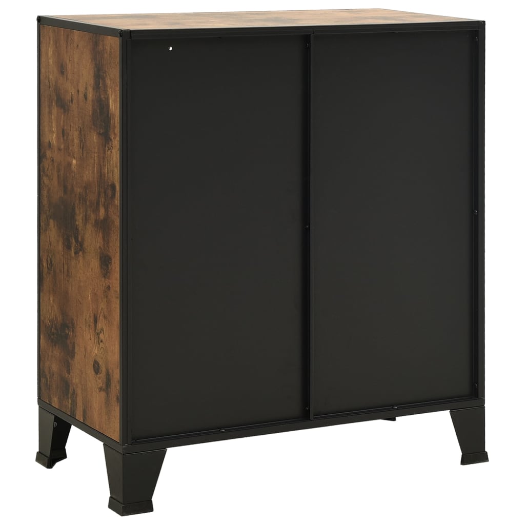 Armoire de rangement Marron rustique 72x36x82 cm Métal et MDF - XIOS