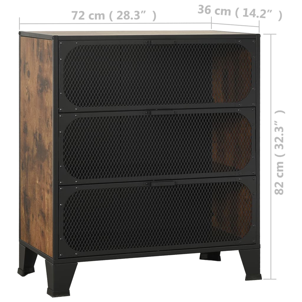Armoire de rangement Marron rustique 72x36x82 cm Métal et MDF - XIOS