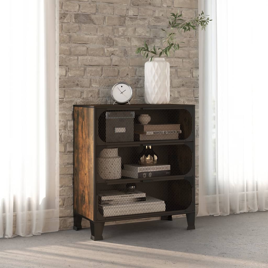 Armoire de rangement Marron rustique 72x36x82 cm Métal et MDF - XIOS