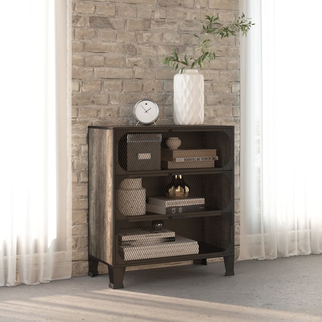 Armoire de rangement Gris 72x36x82 cm Métal et MDF - XIOS