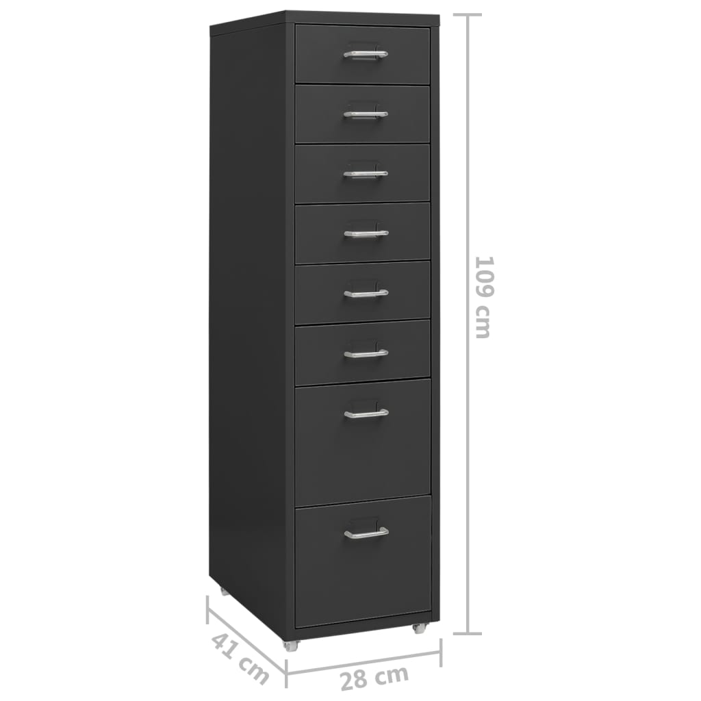 Classeur mobile Anthracite 28x41x109 cm Métal - XIOS