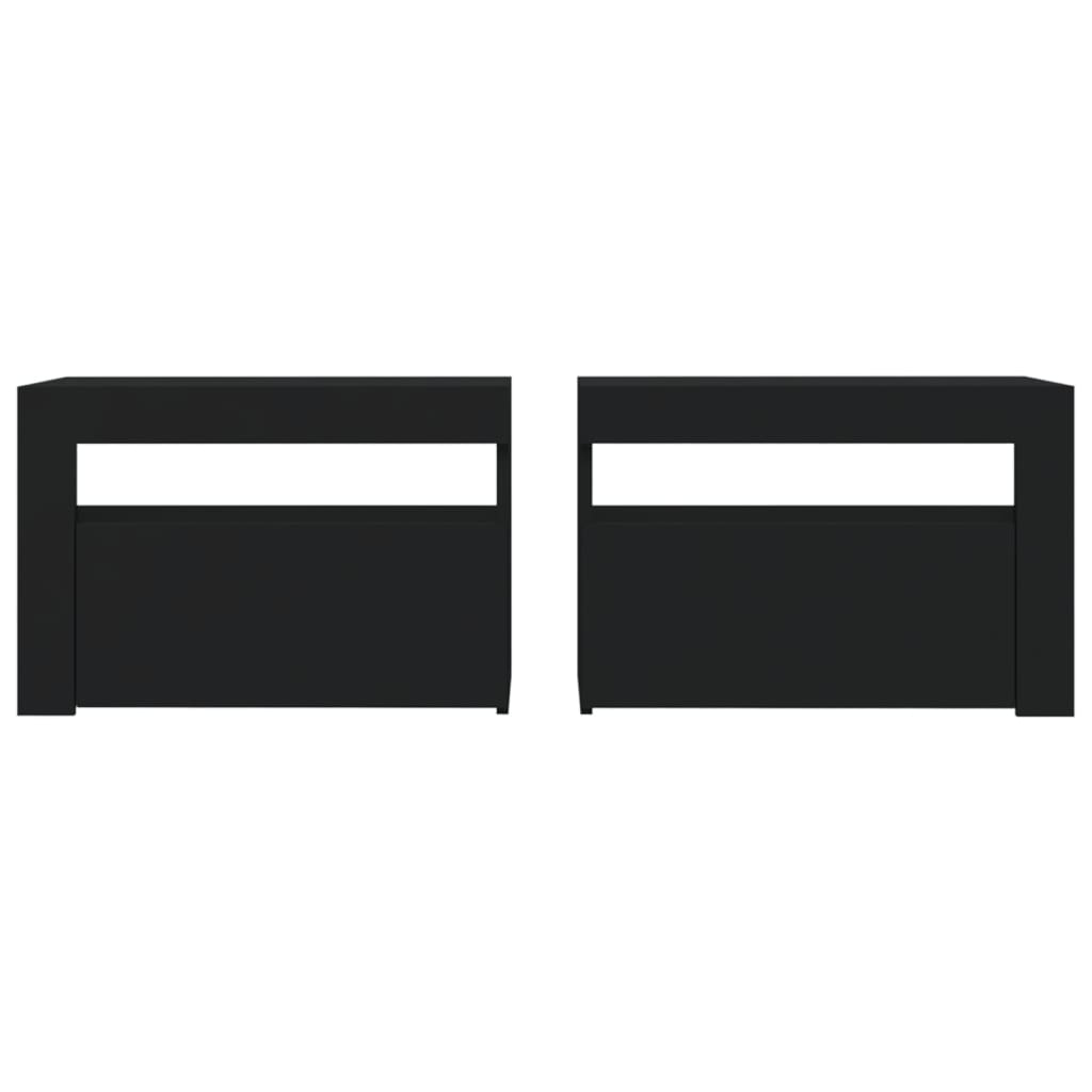 Tables de chevet 2 pcs avec LED Noir 60x35x40 cm - XIOS