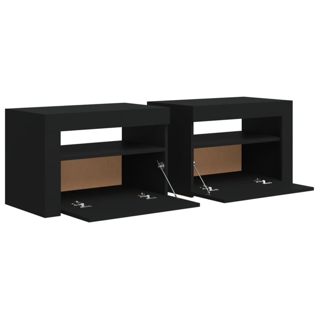 Tables de chevet 2 pcs avec LED Noir 60x35x40 cm - XIOS