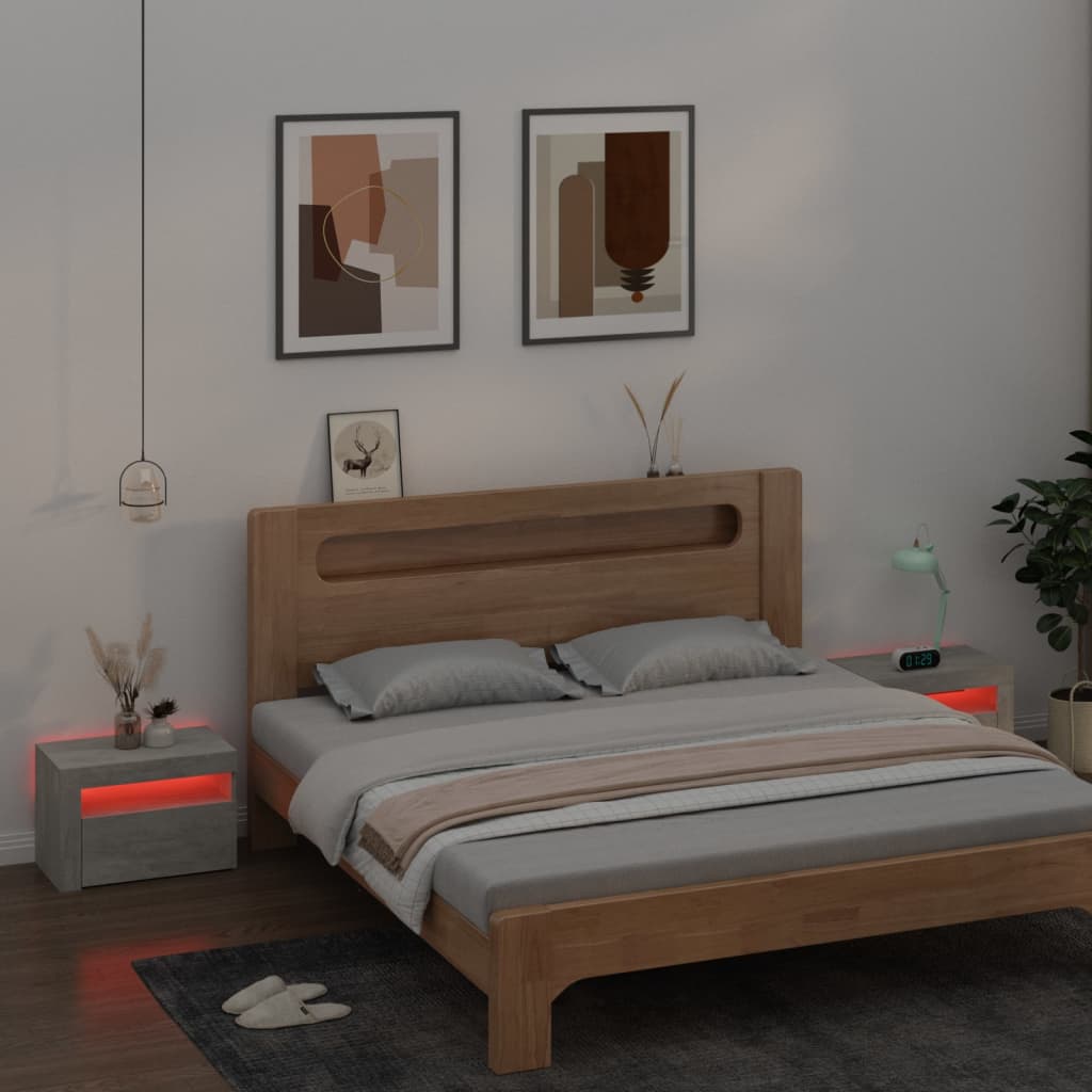 Tables de chevet 2 pcs avec LED Gris béton 60x35x40 cm - XIOS