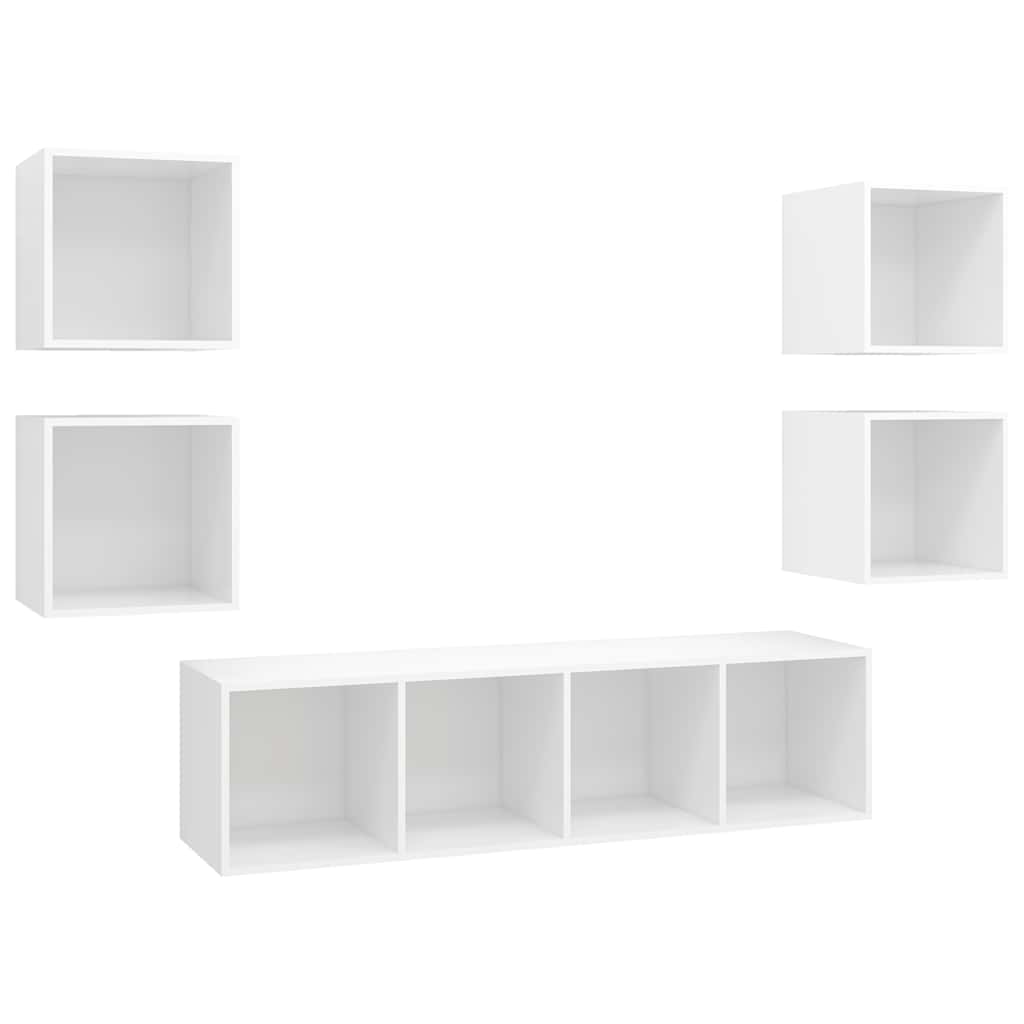 Ensemble de meuble TV 5 pcs Blanc Bois d'ingénierie - XIOS