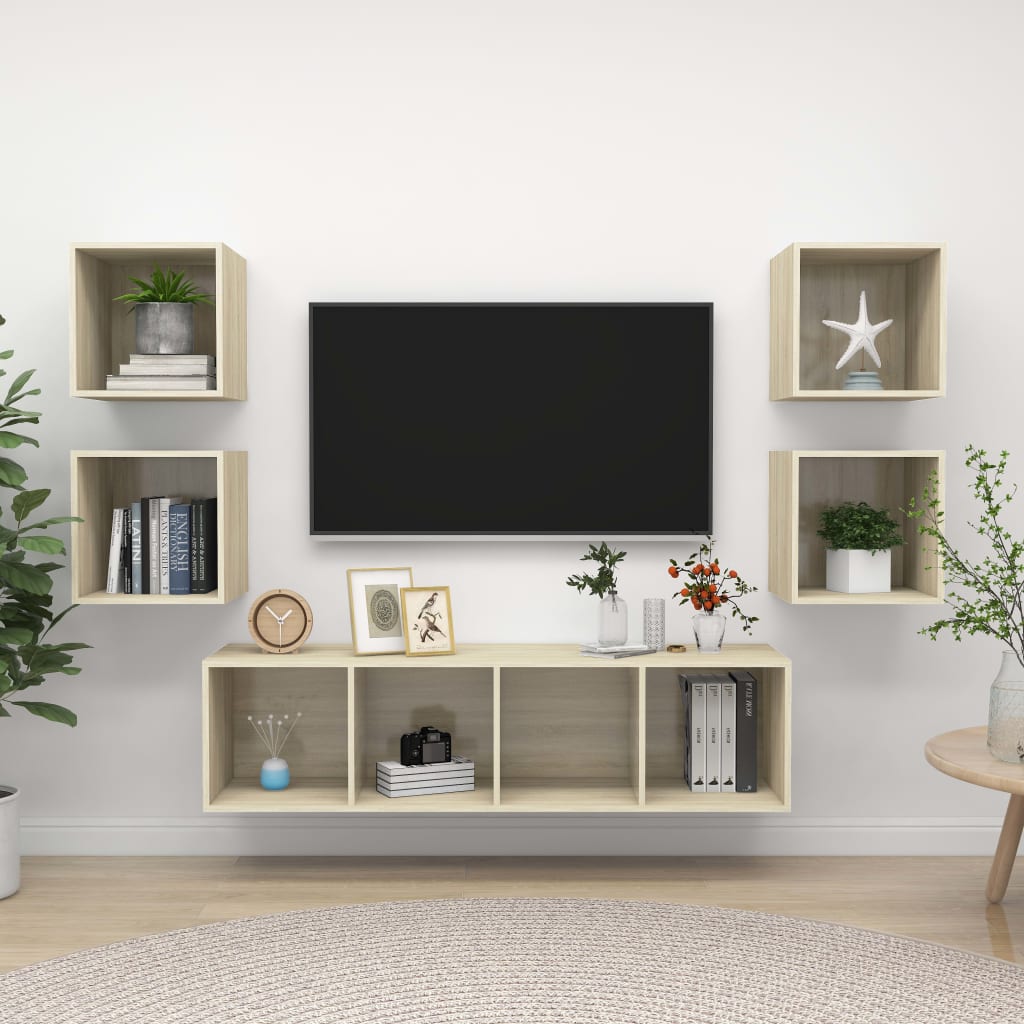 Ensemble de meubles TV 5 pcs Chêne sonoma Bois d'ingénierie - XIOS