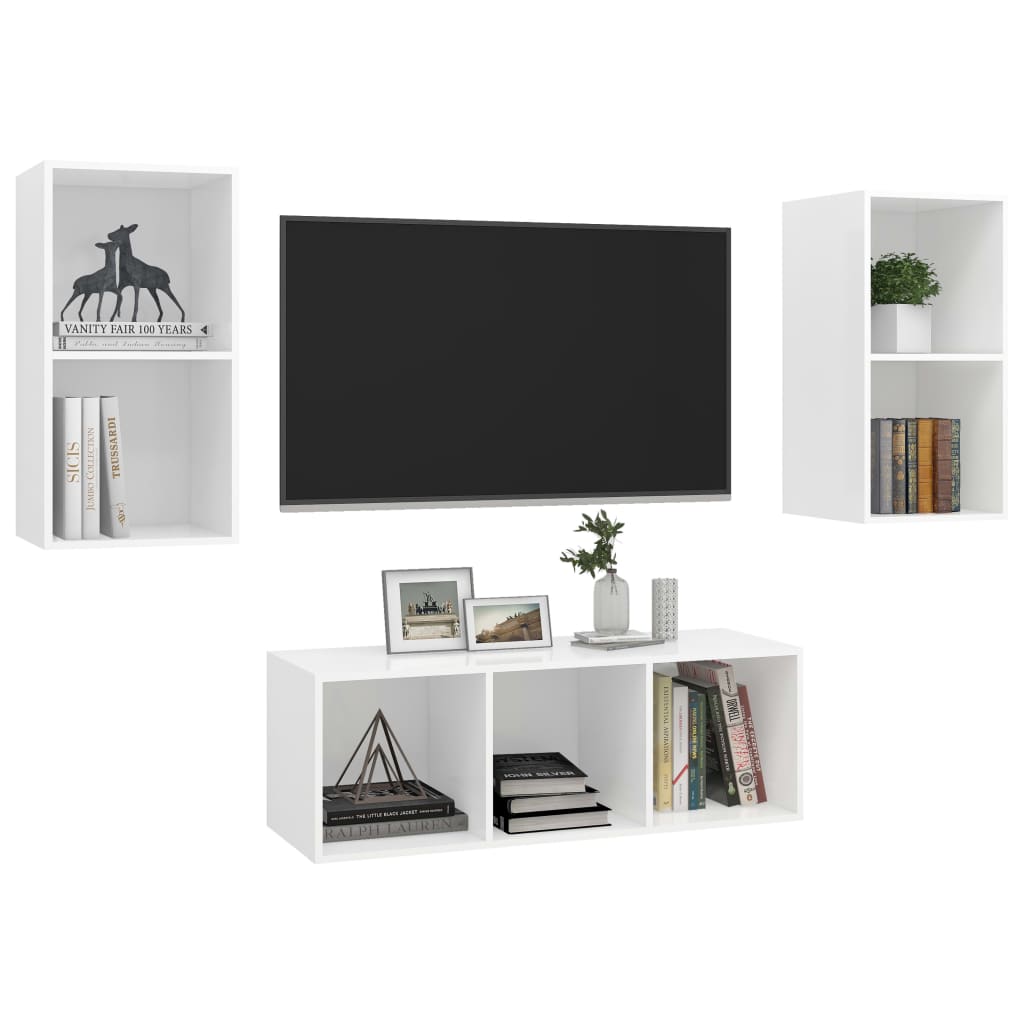 Ensemble de meuble TV 3 pcs Blanc Bois d'ingénierie - XIOS