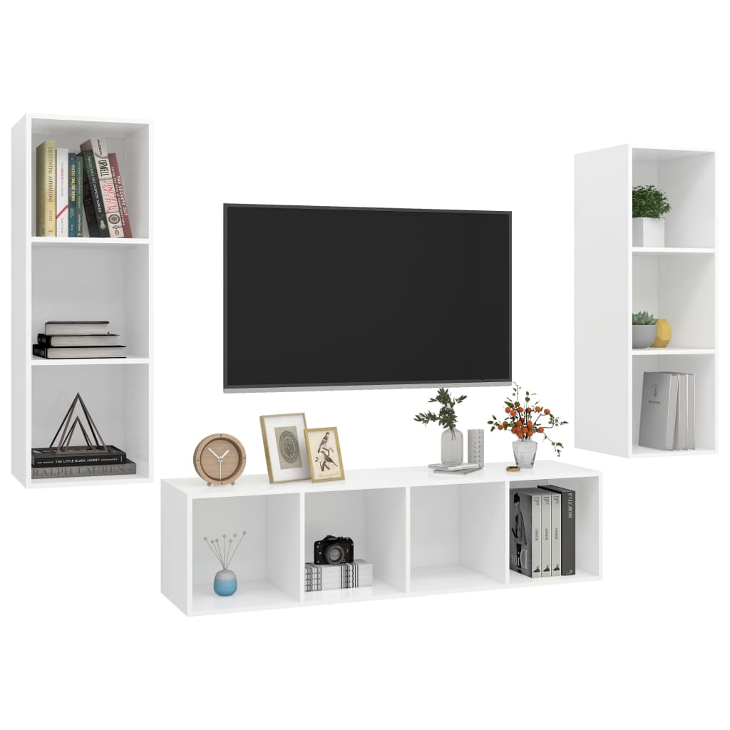 Ensemble de meuble TV 3 pcs Blanc Bois d'ingénierie - XIOS