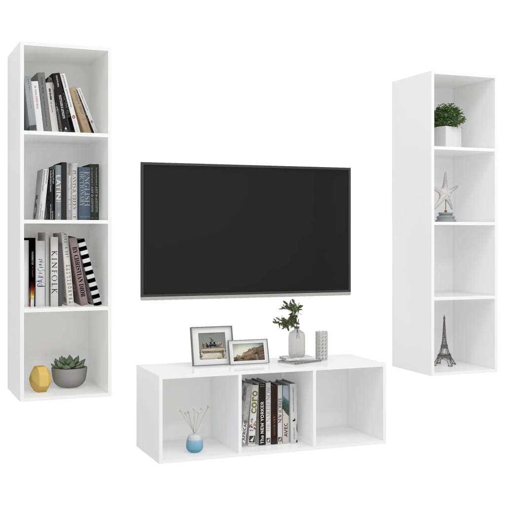 Ensemble de meuble TV 3 pcs Blanc Bois d'ingénierie - XIOS