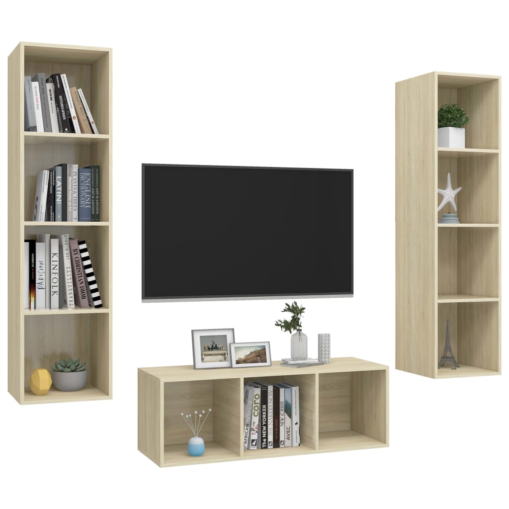 Ensemble de meubles TV 3 pcs Chêne sonoma Bois d'ingénierie - XIOS