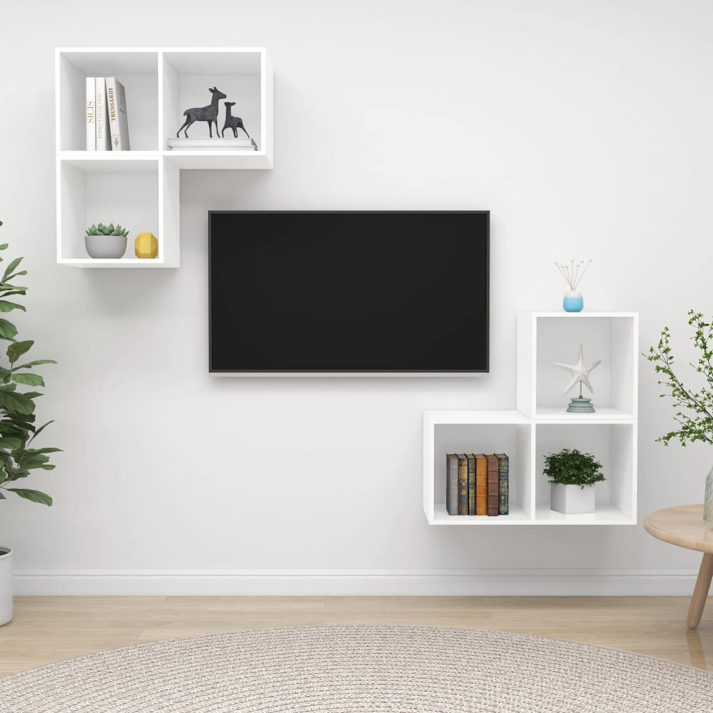 Ensemble de meuble TV 4 pcs Blanc Bois d'ingénierie - XIOS