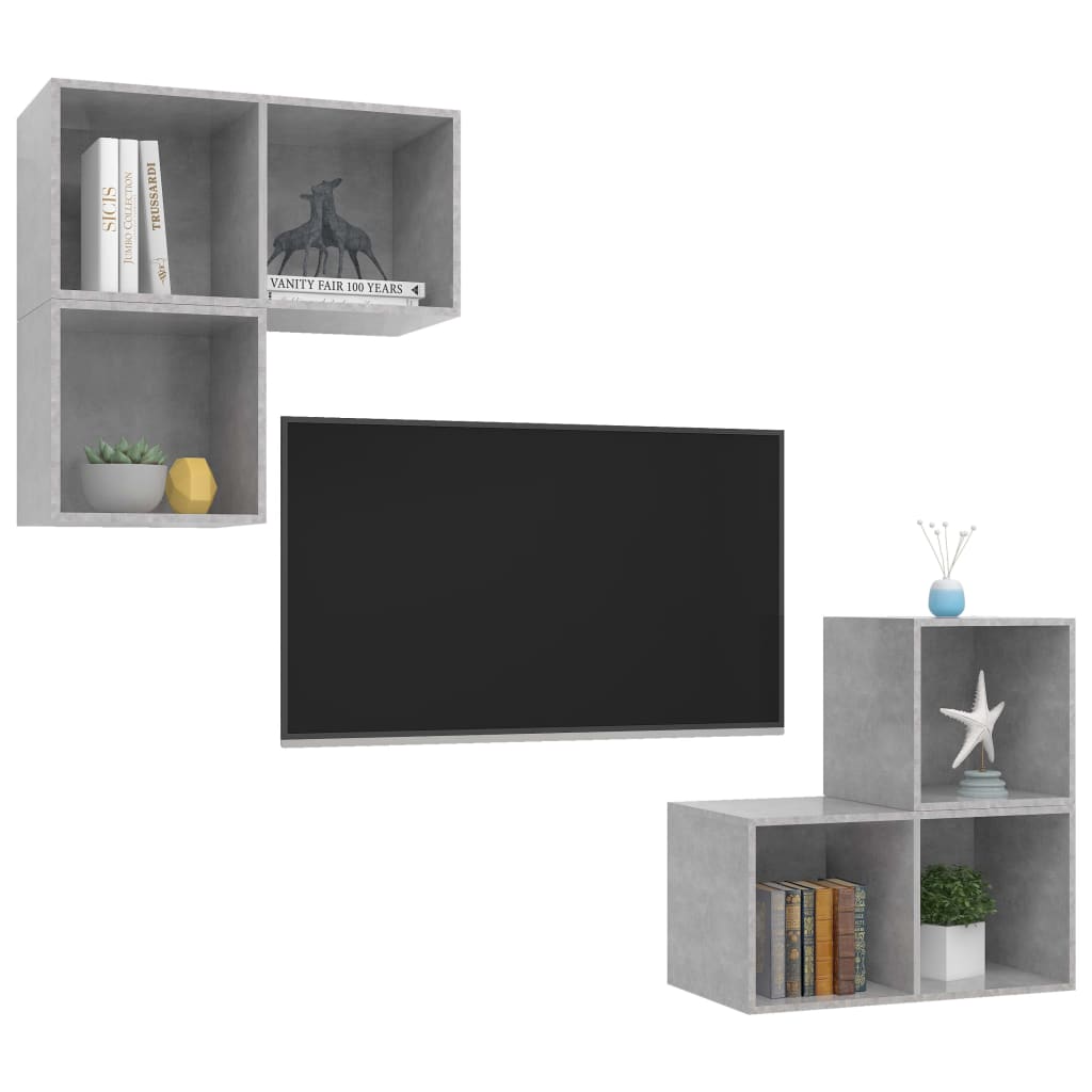 Ensemble de meubles TV 4 pcs Gris béton Bois d'ingénierie - XIOS