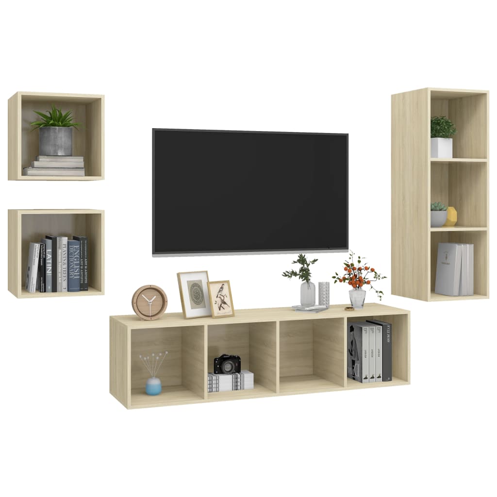 Ensemble de meubles TV 4 pcs Chêne sonoma Bois d'ingénierie - XIOS