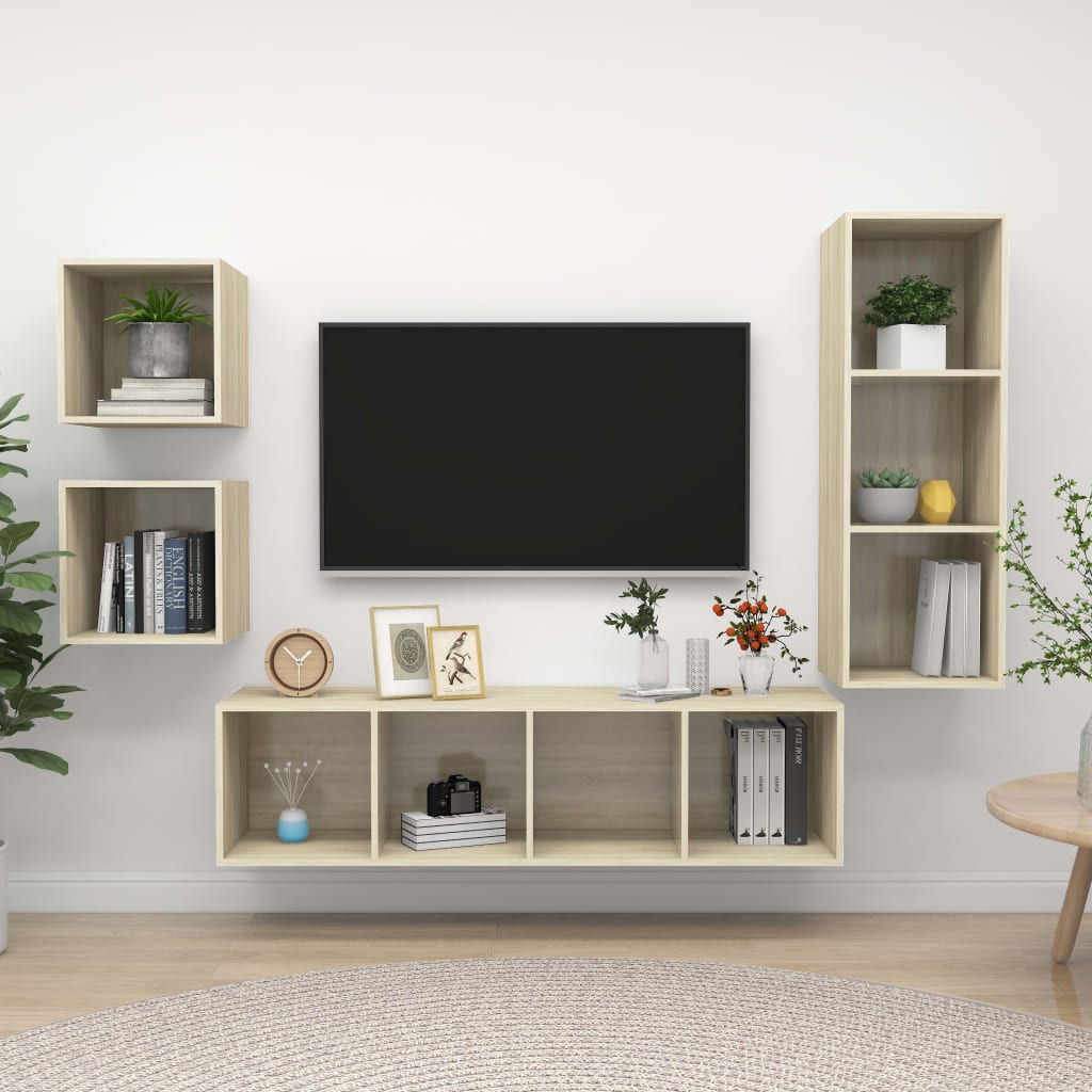 Ensemble de meubles TV 4 pcs Chêne sonoma Bois d'ingénierie - XIOS