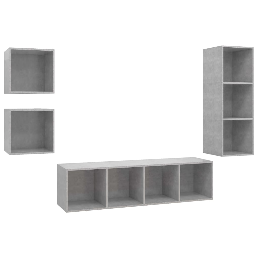 Ensemble de meuble TV 4 pcs Gris béton Bois d'ingénierie - XIOS