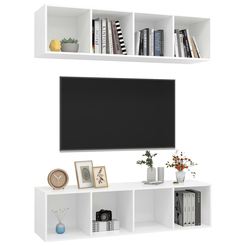 Meubles TV muraux 2 pcs Blanc Bois d'ingénierie - XIOS