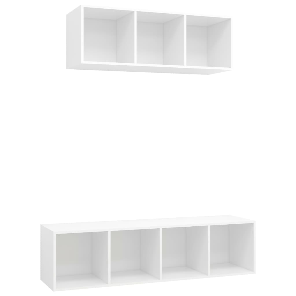 Ensemble de meuble TV 2 pcs Blanc Bois d'ingénierie - XIOS